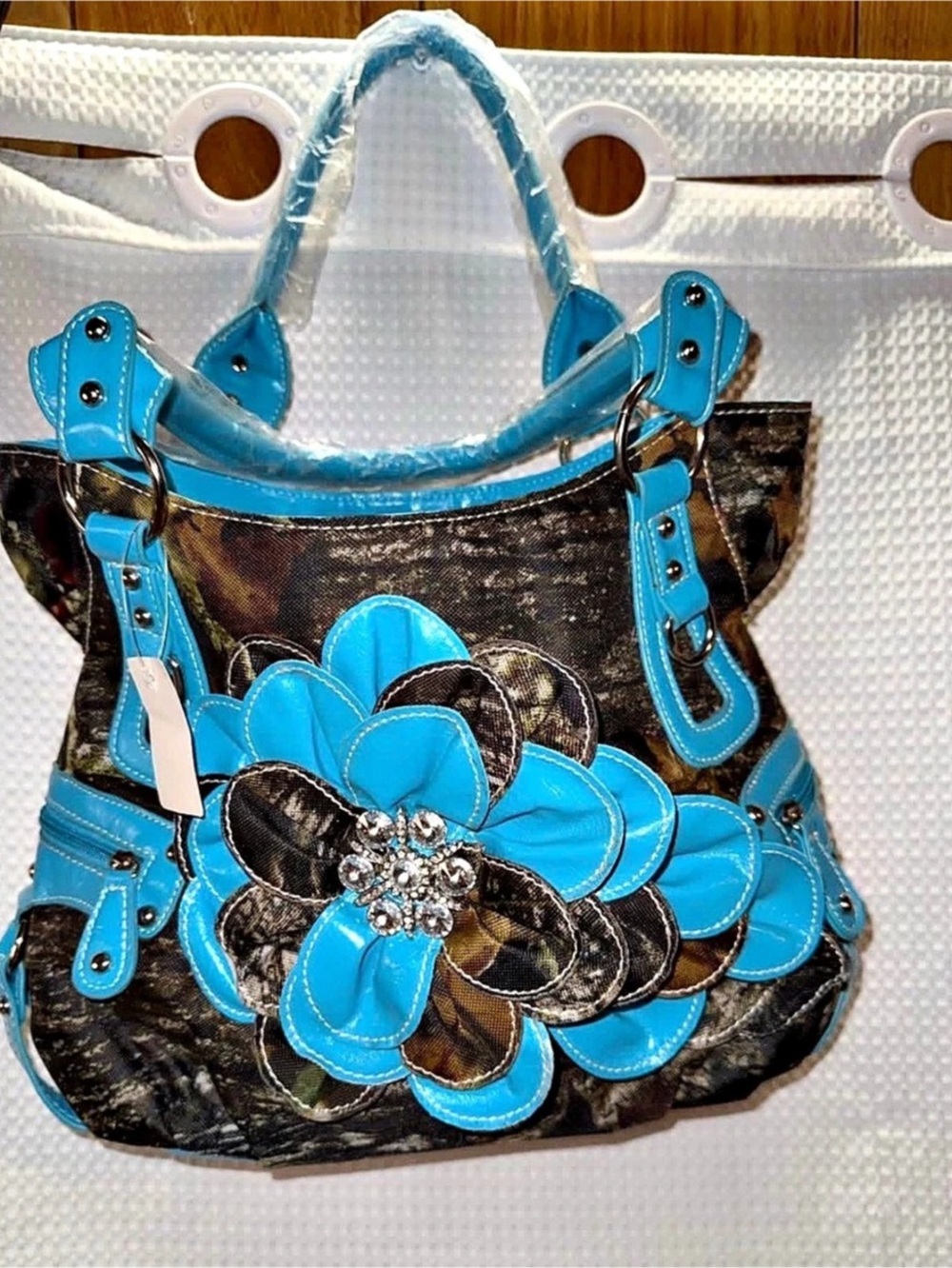 Blue & Camo Floral Shoulder Bag New